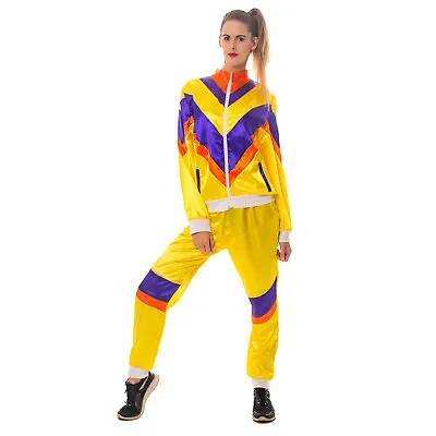 £15.99 • Buy 80s Shell Suit Costume Scouser Tracksuit Womens Adult Ladies Fancy Dress Outfit