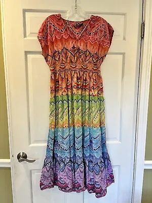 Phool Women's S Small Dress Boho Hippie India Tie Dye Tribal Rainbow Vintage • $24.99