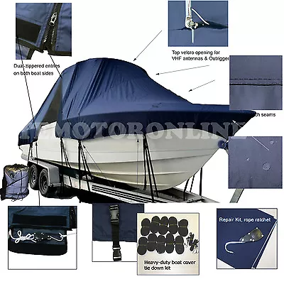 Mako 264 Center Consle T-Top Hard-Top Fishing Storage Boat Cover Navy • $429.95