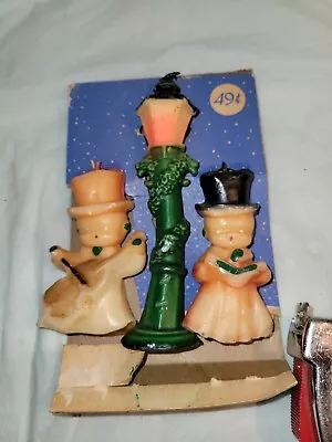 Vtg Gurley Candle Set 2 Boys And Lamp Post Original Box Boy • $15