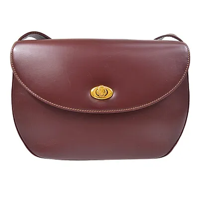 $201 • Buy CARTIER Must De Cartier Cross Body Shoulder Bag Purse Bordeaux Leather 62826