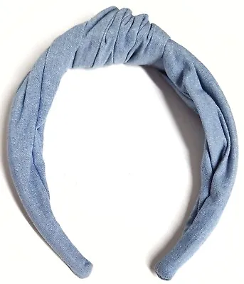 J.Crew Knotted Headband In Chambray Frozen Lake Blue Woven Cotton BN897 NWT • $26