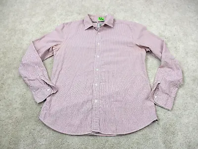 J Press Shirt Adult Large Red White Striped Cotton York Street Button Up Mens • $39.99