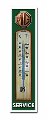 Mg Service Metal And Wood Thermometer.classic British Mg Cars.garage Thermometer • $18.61