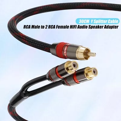 NEW 30CM Y Splitter Cable RCA Male To 2 RCA Female HIFI Audio Speaker Adapter • $15.99