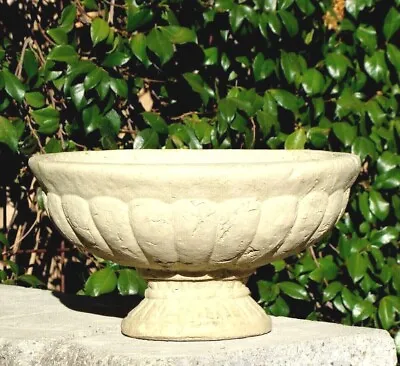 VINTAGE PRIMITIVE URN Solid Cement Concrete Outdoor Garden Container Planter Art • $139.99