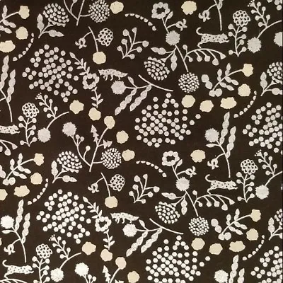 Black W Silver Floral And Leopards- Echino Cotton-Linen Duck Cloth From Japan • £19.28