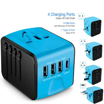 $25.99 • Buy Travel Adapter International Universal 4 USB Charge Ports Converter Plug Charger