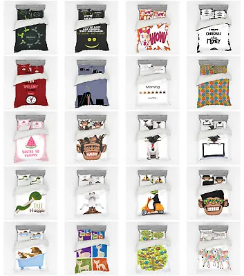 Ambesonne Funny Bedding Set Duvet Cover Sham Fitted Sheet In 3 Sizes • $80.99
