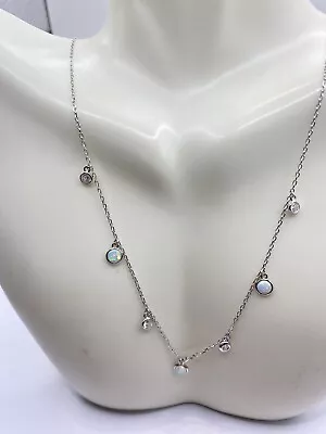 Vintage Blue Fire Opal Golden 925 Sterling Silver Necklace • $88