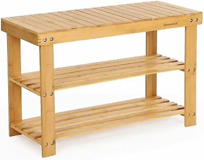 Shoe Rack Bench Organizer Bamboo Storage Shelf Entryway 3-Tier FREE SHIPPING • $29.99