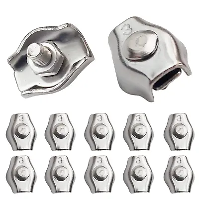 10Pcs M3 1/8  Wire Rope Simplex Clamps Cable Clips 304 Stainless Steel Single  • $14.74