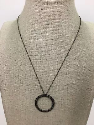 $15 • Buy Nadri Hematite Tone Crystal Open Circle Pendant Necklace 