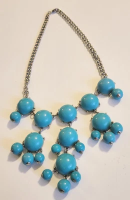 $8.99 • Buy 16  Silver Tone Faux Turquoise Bubble Necklace 