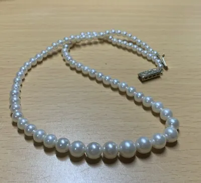 LOTUS VINTAGE  SINGLE STRAND BEADED PEARL NECKLACE  41cm / 925 Silver Clasp • £13.75