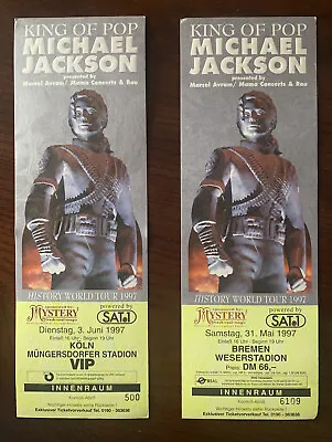2 Michael Jackson History Tour HUGE Concert Tickets  Unused Rare Bremen Cologne • $24.99