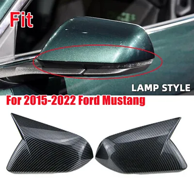 Carbon Fiber Horn Mirror Cover For 2015-2022 Ford Mustang With LED Turn Signal • $30.11