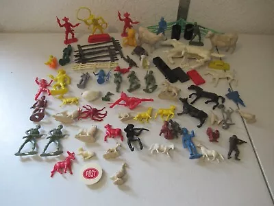 MARX? And Others Miniatures Farm Pieces Cowboys Indians Army Animals • $15.75