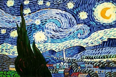 Starry Night   24x36  Oil Painting On CanvasReproduction Of Van Gogh • $49.99