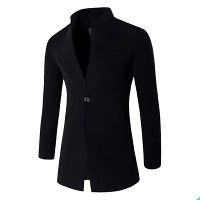 Mens Jacket Mandarin Collar Suit Wool Blend Tuxedo One Button Style For Formal • $35.16