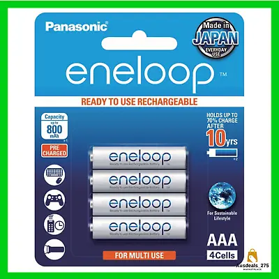 Panasonic AAA Ready-To-Use Ni-MH Rechargeable Eneloop Batteries 4-Pack (BK-4MCC • $28.99