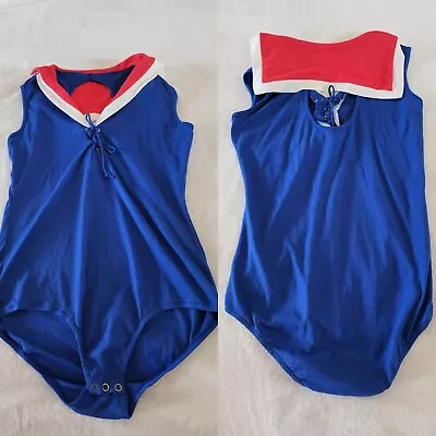 1970s / 80s Womens Vintage Bodysuit Size Small Nautical Blue • $18.99