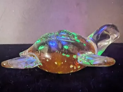 Vintage Murano Art Glass Glowing/glow In The Dark Turtle  Paperweight • $28