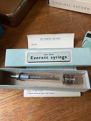 Vintage Everett Syringe Original Box Collectible Medical Instrument For Insulin • £15