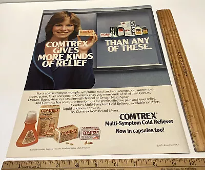 Vintage Print Ad Comtrex Cold Reliever Woman Medicine Cabinet 1970s Ephemera • $9.99