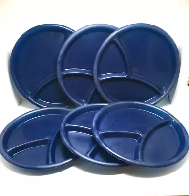 PackerWare Vintage Divided Plates Set Of 6 Blue Plastic BBQ Picnic Camping • $13.95