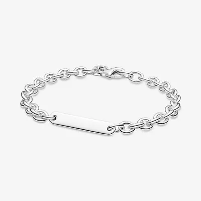 Brand Authentic 925 Silver Engravable Bar Link Bracelet 599523C00 CZ • $68.89