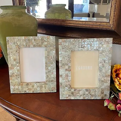 Z GALLERIE 2 Mother Of Pearl Picture Photo Frames 8.5” X 10.5”Holds 5 X 7 Photo • $50