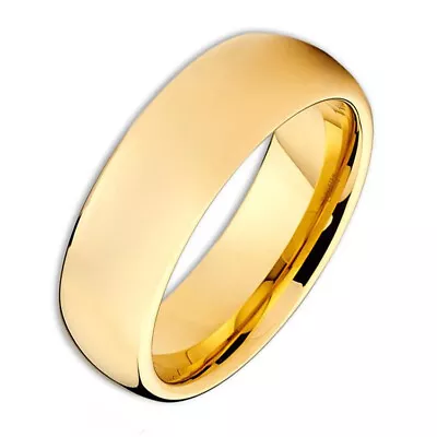 18K Gold 8MM Tungsten Carbide Men Engagement Wedding Ring Polished Dome Band Dad • $14.82