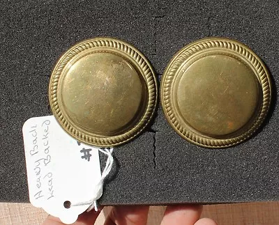 31-44 - Pair USA Very Early Heavy 2 1/4   Lead Backed Rosettes LARGE BRASS • $59