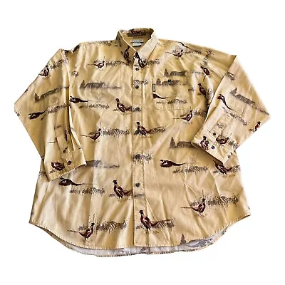Vintage Columbia River Lodge Pheasant Button Up Collared Shirt Size Large • $24.95