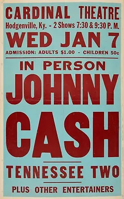 NEW Johnny Cash Music Poster Wall Art Print Cardinal Theatre Tennessee Two KY  • $22.56