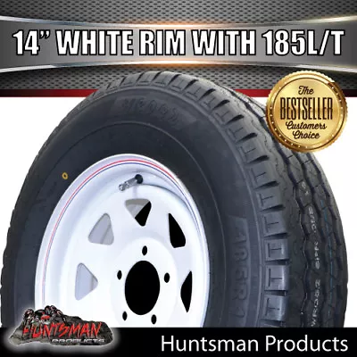 14x6 & 185R14C Ford Pattern White Trailer Caravan Sunraysia Wheel Rim & Tyre • $124