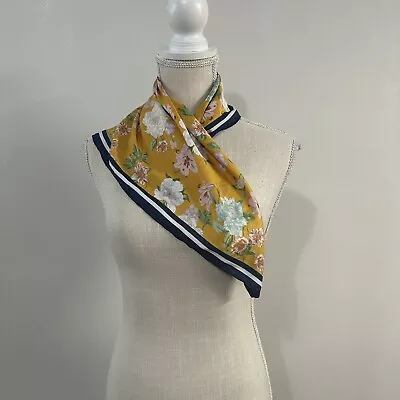 H&M Polyester Scarf  21  Mustard Yellow Navy Blue Floral • $11.95