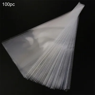 100x Clear Cone Shape Cello Popcorn Sweet Bags Wedding Party Gift Bags 38*19cm • £3.99