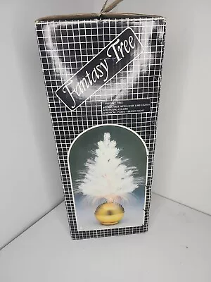 £44.79 • Buy VTG Rotating Musical Light Up Fantasy Tree White Christmas 21” Tall Fiber Optic