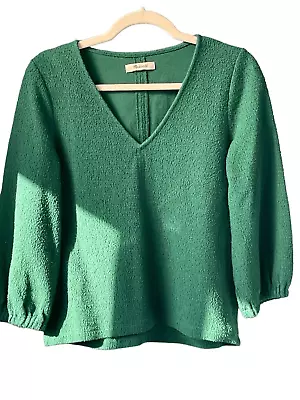 S1 Madewell Kelly Green Texture Long Sleeve Smoky Spruce Top Size Small • $24