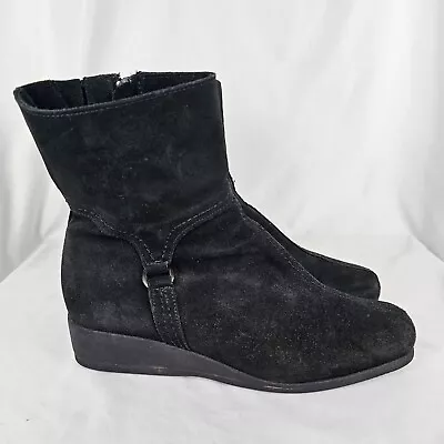 LA CANADIENNE Laverna Womens Black Suede Wedge Mid-Calf Boot SIZE 8.5 M • $59.99