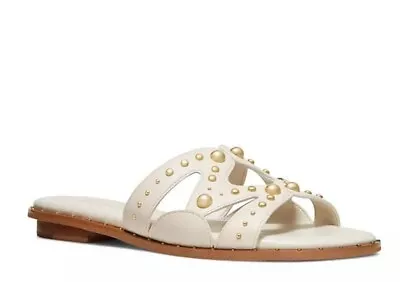 MICHAEL Michael Kors Women's Annalee Studded Slide Sandals Light Cream Size 8 • $69.30