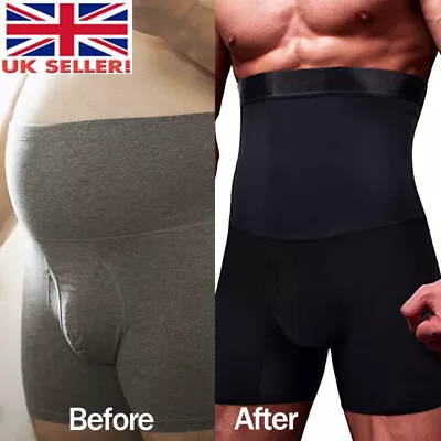 Mens Slimming Body Shaper Tummy Control Compression Shorts High Waist Underwear • £6.29