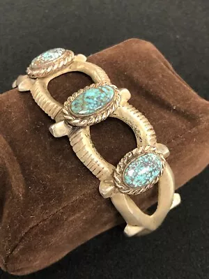 Vintage Southwest Sterling Silver W/ Turquoise Cuff Bracelet 40+ Grams 6  • $34