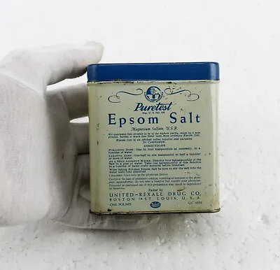 Puretest Brand Epsom Salt Tin - Vintage Apothecary Pharmaceutical Tin • $15