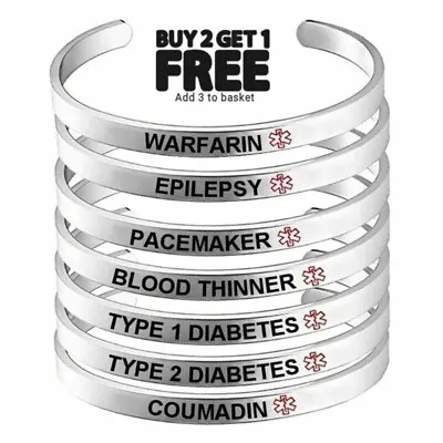 Blood Thinner Warfarin Medical Alert Bracelet Stainless Steel Adjustable Badge • £6.49