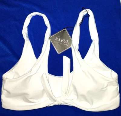 ZAFUL Women's [S] White Tie Front Bikini Swim Top - Size 4 - NWT • $7.95