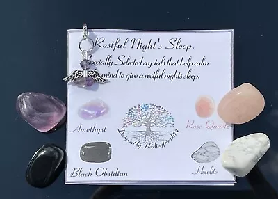 Crystal Healing Sleep Aid Set For Insomnia  & Restlessness. Gemstone Chakra Gift • £6.99