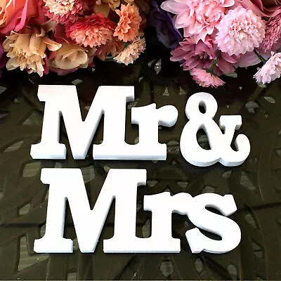 Mr & Mrs Wedding Wooden Sign Wood Letters Home Decor Table Standing Party Props • $12.39